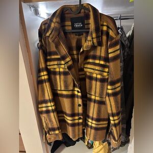 Native youth yellow/brown wool blend shacket size XL